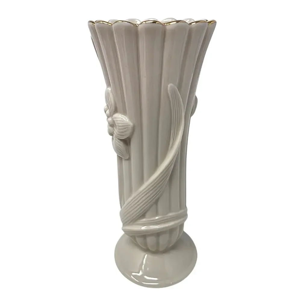 Lenox Daffodil Vase Ivory Porcelain Gold Trim Floral Bud Vase 5.5 Inch